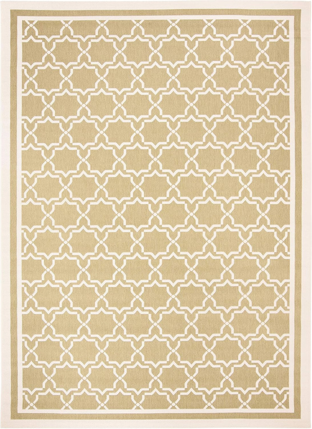 SAFAVIEH Washable Rug Outdoor Courtyard Collection - 9' x 12', Green & Beige, Non-Shedding & Easy Cleaning, Ideal for Patio, Backyard, Mudroom (CY6916-244)