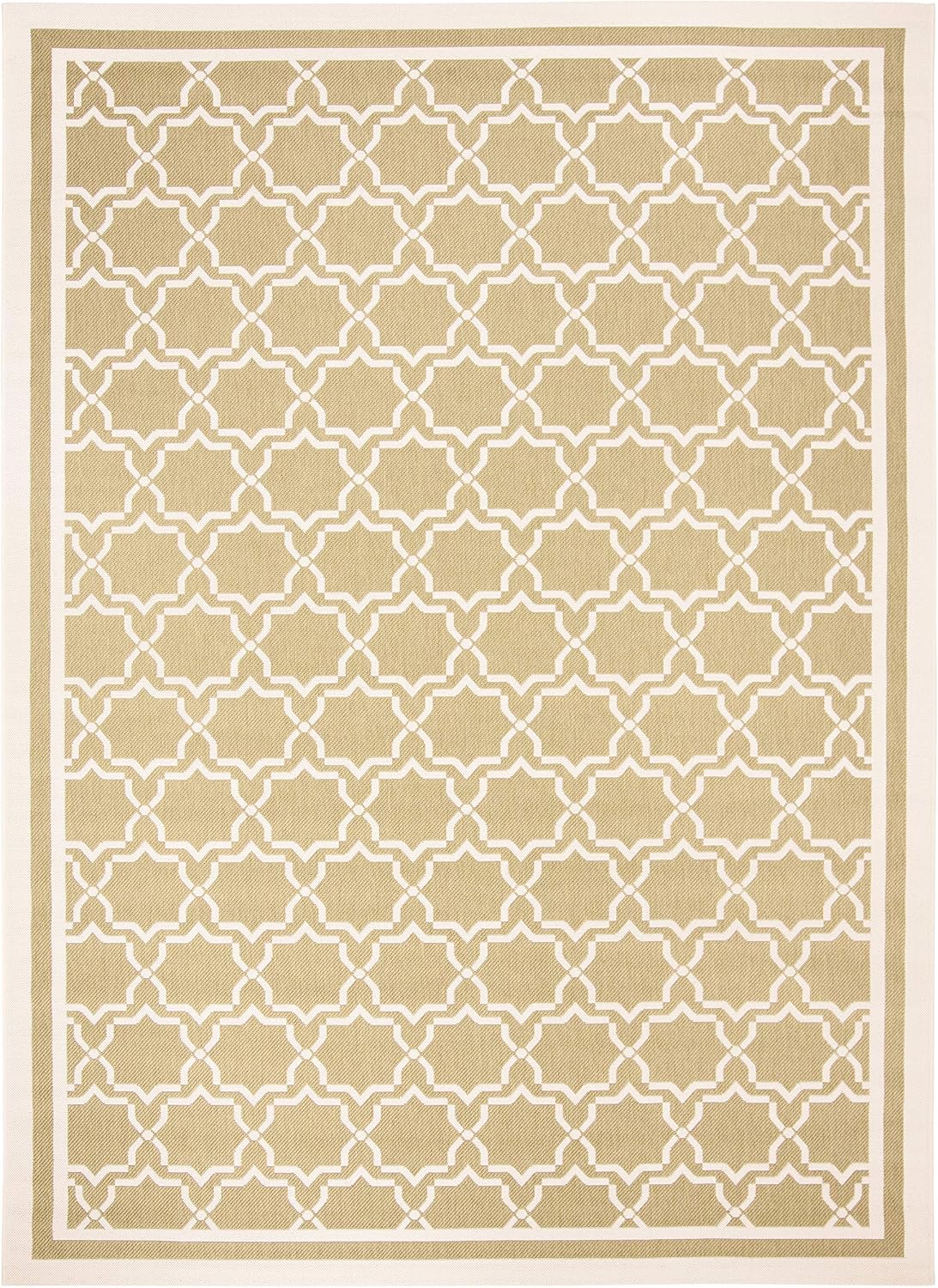 SAFAVIEH Washable Rug Outdoor Courtyard Collection - 9' x 12', Green & Beige, Non-Shedding & Easy Cleaning, Ideal for Patio, Backyard, Mudroom (CY6916-244)
