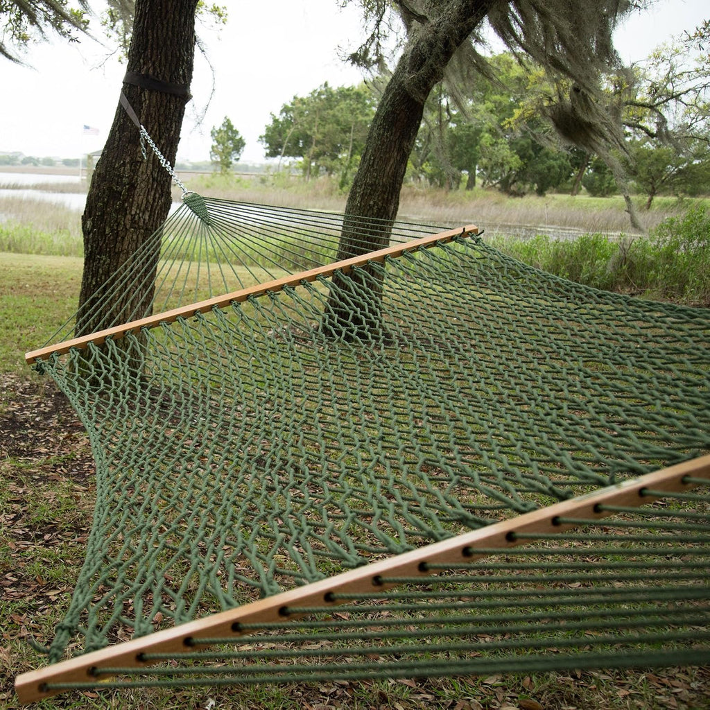 Original Pawleys Island Deluxe Meadow DuraCord Rope Hammock – 13 ft. x 65 in, 2-Person, 450 lb Capacity, Oak Spreader Bar, Zinc-Plated Hardware, Handcrafted in the USA