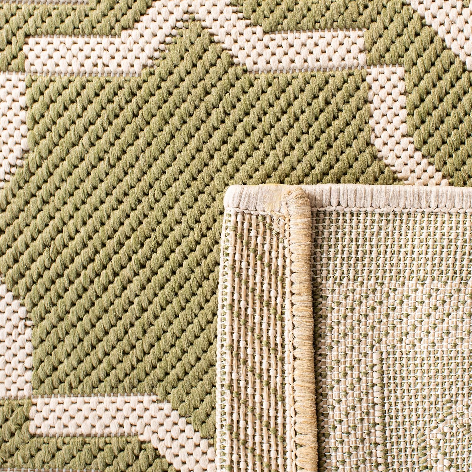 SAFAVIEH Washable Rug Outdoor Courtyard Collection - 9' x 12', Green & Beige, Non-Shedding & Easy Cleaning, Ideal for Patio, Backyard, Mudroom (CY6916-244)