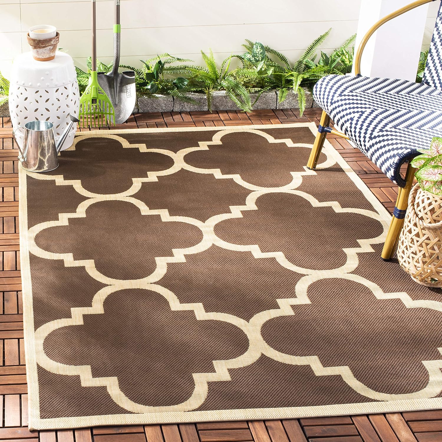SAFAVIEH Washable Rug Outdoor Courtyard Collection - 2' x 3'7", Dark Brown, Non-Shedding & Easy Cleaning, Ideal for Patio, Front Door, Entryway, Doormat (CY6243-204)