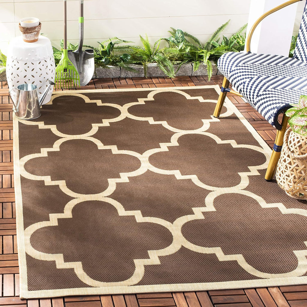SAFAVIEH Washable Rug Outdoor Courtyard Collection - 2' x 3'7", Green & Beige, Non-Shedding & Easy Cleaning, Ideal for Patio, Front Door, Entryway, Doormat (CY6243-244)