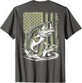 Fishing Camo Bass Fish American Flag Men's Graphic Fishing T-Shirt