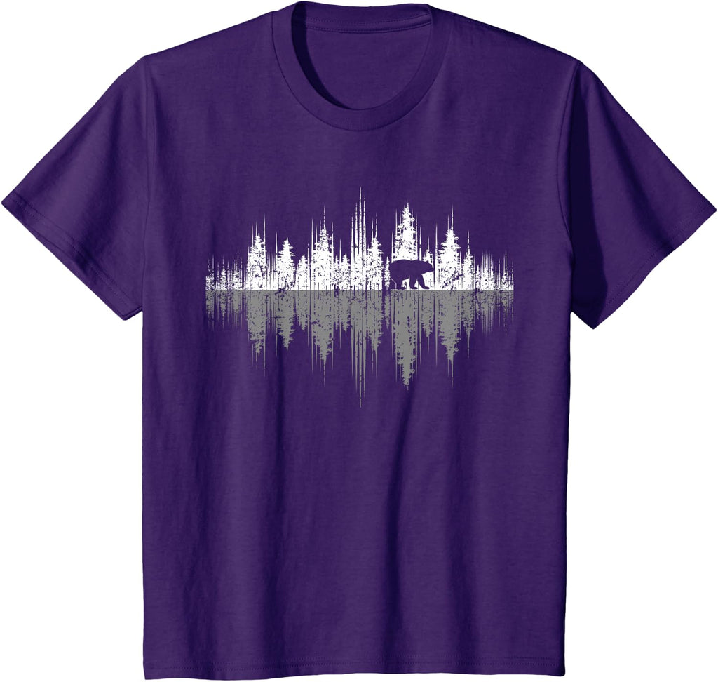 Trees Reflection Wildlife Nature Animal Bear Outdoor Forest Tees T-Shirts